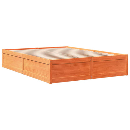 Bed Frame without Mattress Wax Brown 140x190 cm Solid Wood Pine