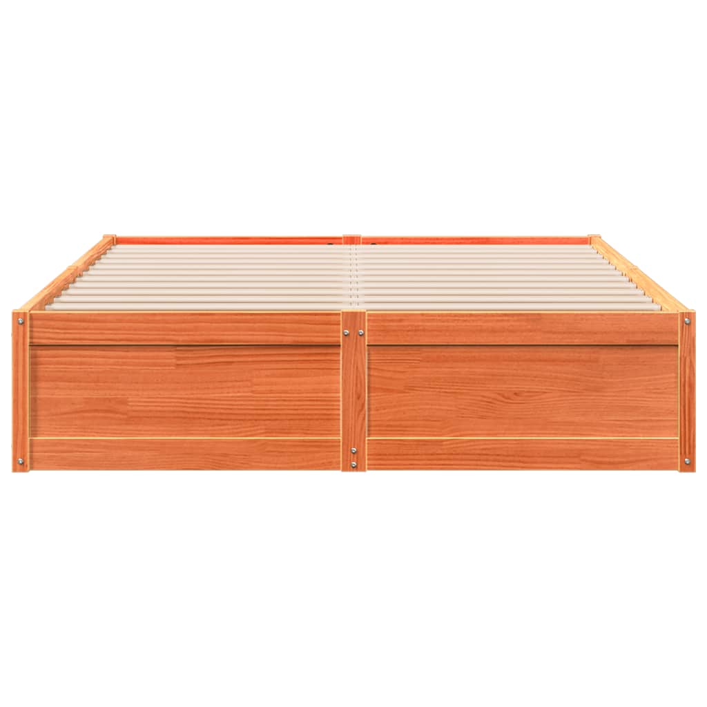 Bed Frame without Mattress Wax Brown 140x190 cm Solid Wood Pine