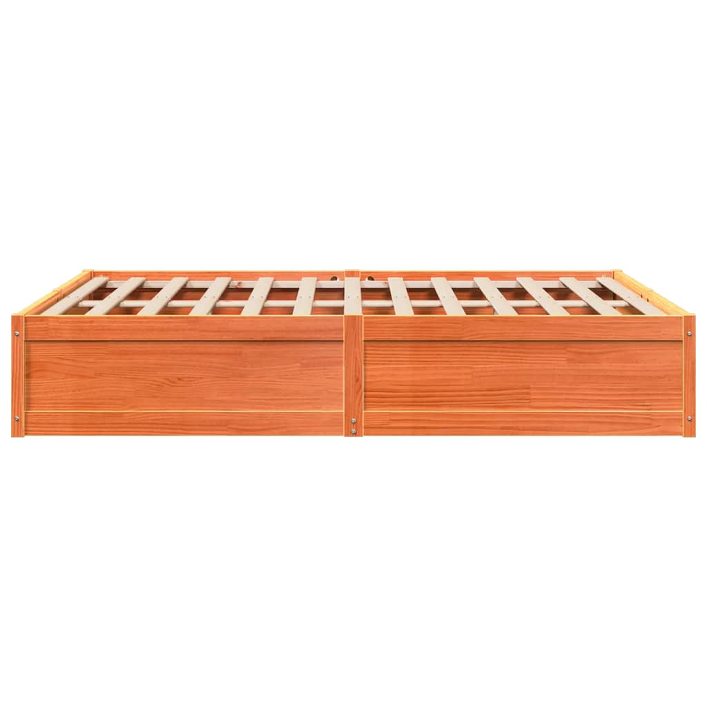 Bed Frame without Mattress Wax Brown 140x190 cm Solid Wood Pine