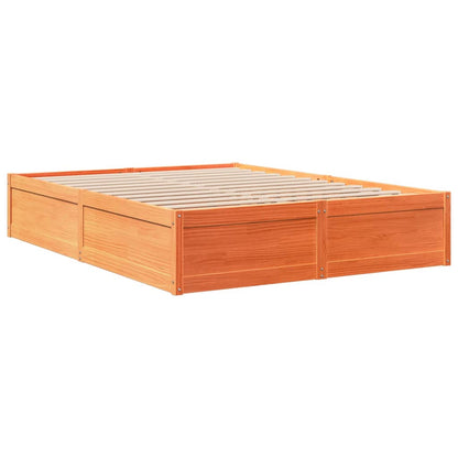 Bed Frame without Mattress Wax Brown 140x190 cm Solid Wood Pine
