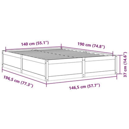 Bed Frame without Mattress Wax Brown 140x190 cm Solid Wood Pine