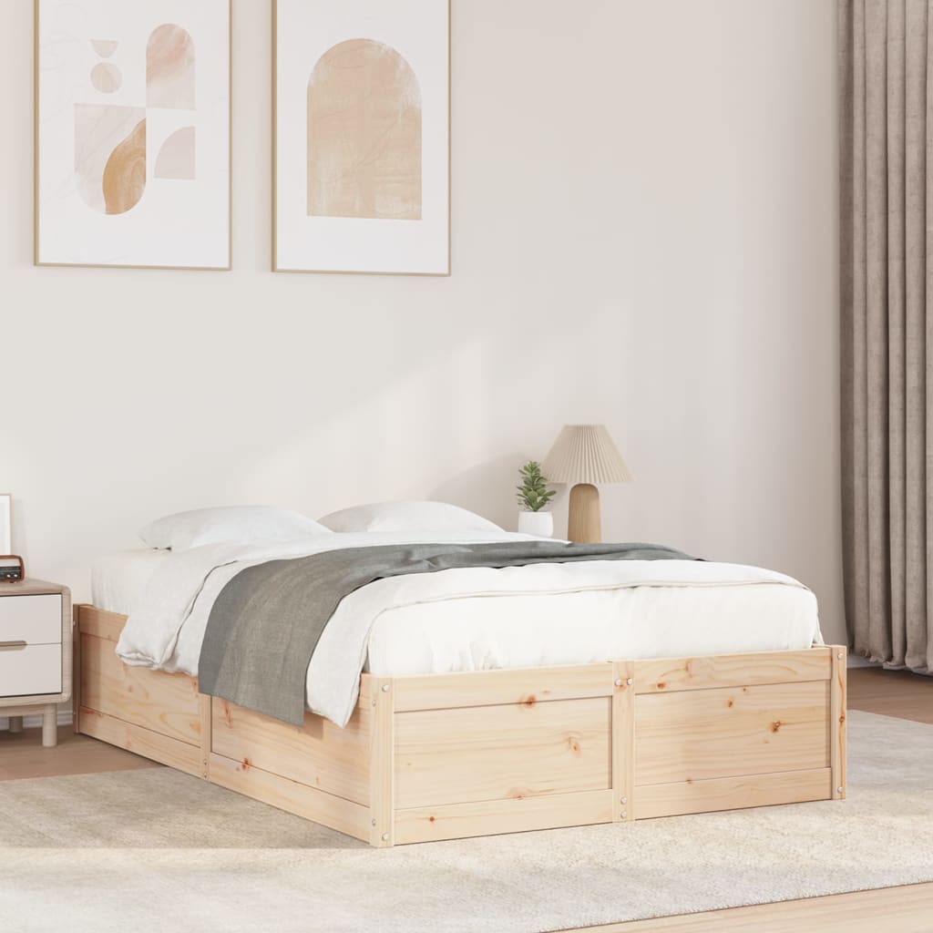 Bed Frame without Mattress 135x190 cm Double Solid Wood Pine