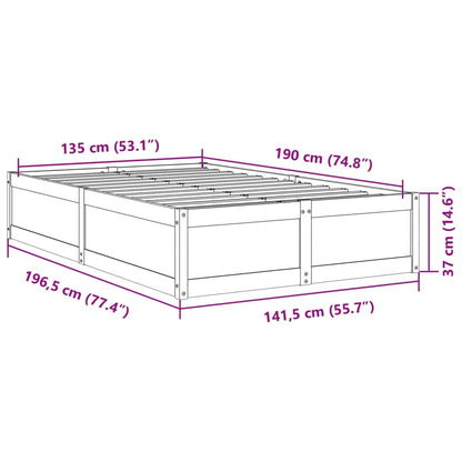 Bed Frame without Mattress 135x190 cm Double Solid Wood Pine