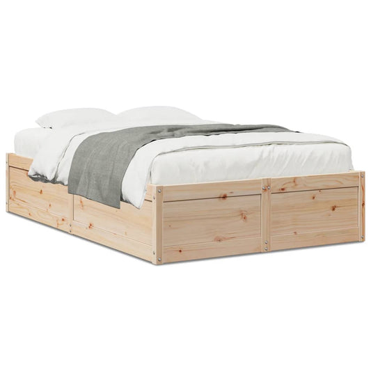 Bed Frame without Mattress 135x190 cm Double Solid Wood Pine
