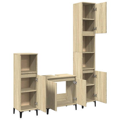 3 Piece Bathroom Furniture Set Sonoma Oak Engineered Wood