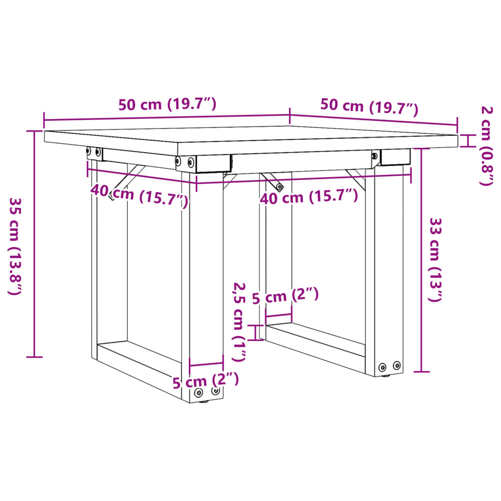 Coffee Table O-Frame 50x50x35 cm Solid Wood Pine and Steel