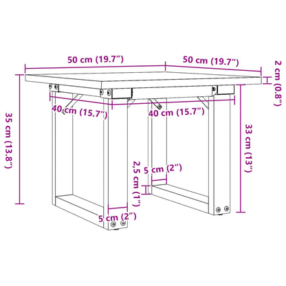 Coffee Table O-Frame 50x50x35 cm Solid Wood Pine and Steel