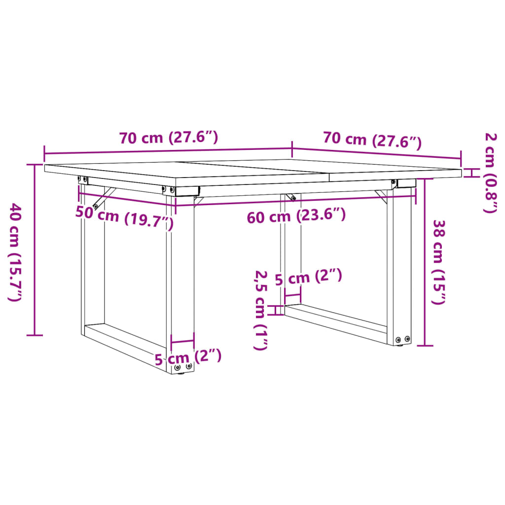 Coffee Table O-Frame 70x70x40 cm Solid Wood Pine and Steel