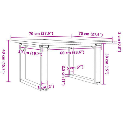 Coffee Table O-Frame 70x70x40 cm Solid Wood Pine and Steel