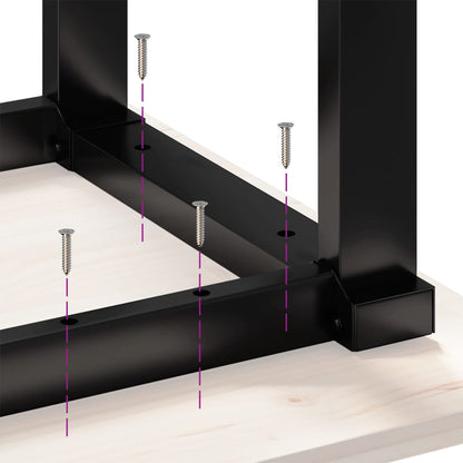 Coffee Table O-Frame 90x90x45 cm Solid Wood Pine and Steel