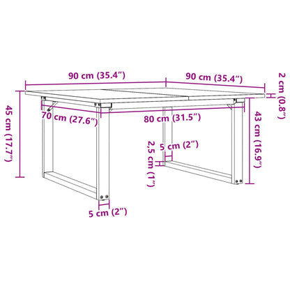 Coffee Table O-Frame 90x90x45 cm Solid Wood Pine and Steel