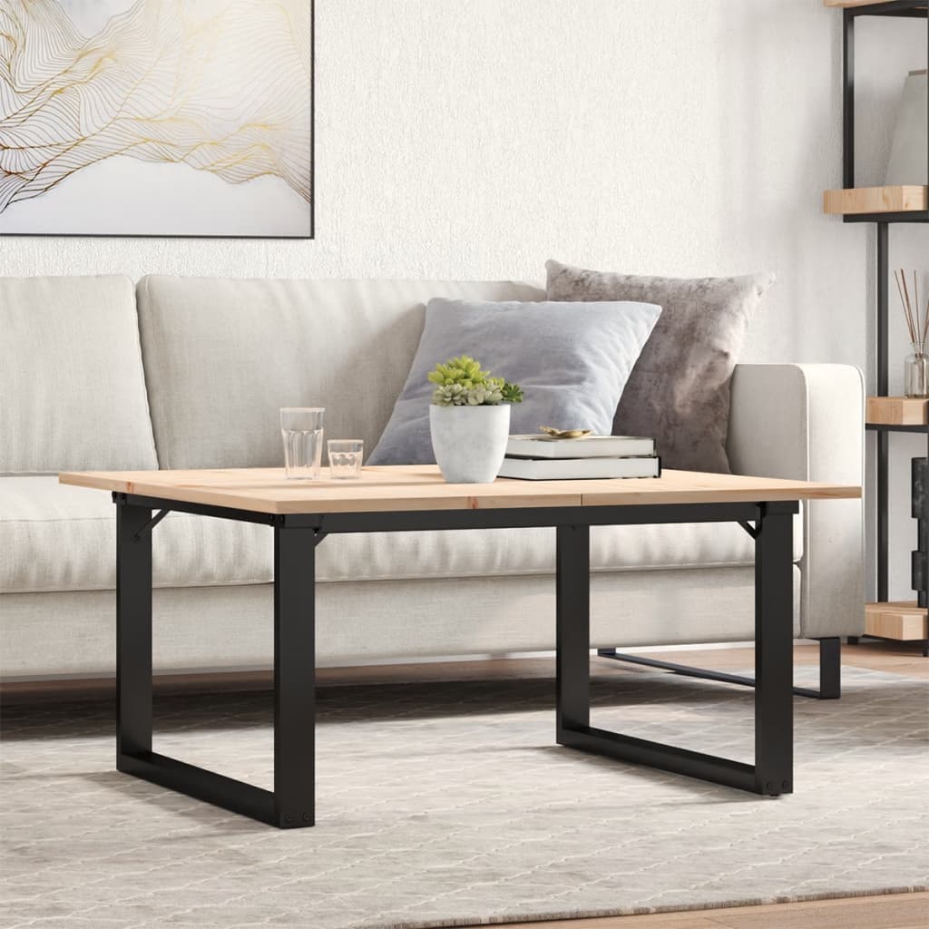 Coffee Table O-Frame 90x90x45 cm Solid Wood Pine and Steel