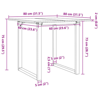 Dining Table O-Frame 80x80x75 cm Solid Wood Pine and Steel