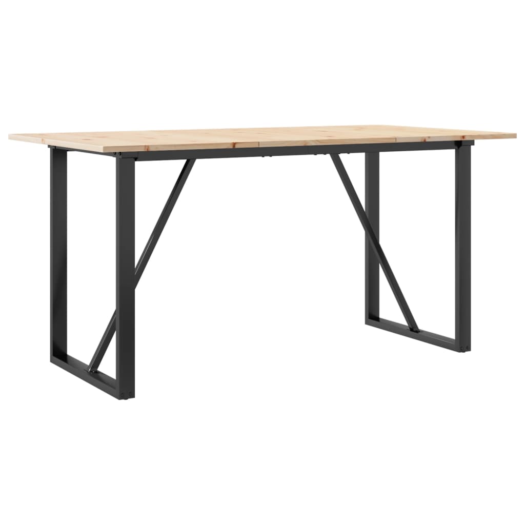 Dining Table O-Frame 160x80x75 cm Solid Wood Pine and Steel