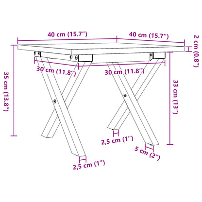 Coffee Table X-Frame 40x40x35 cm Solid Wood Pine and Steel