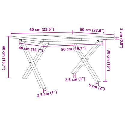 Coffee Table X-Frame 60x60x40 cm Solid Wood Pine and Steel