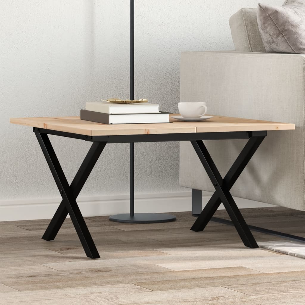 Coffee Table X-Frame 60x60x40 cm Solid Wood Pine and Steel