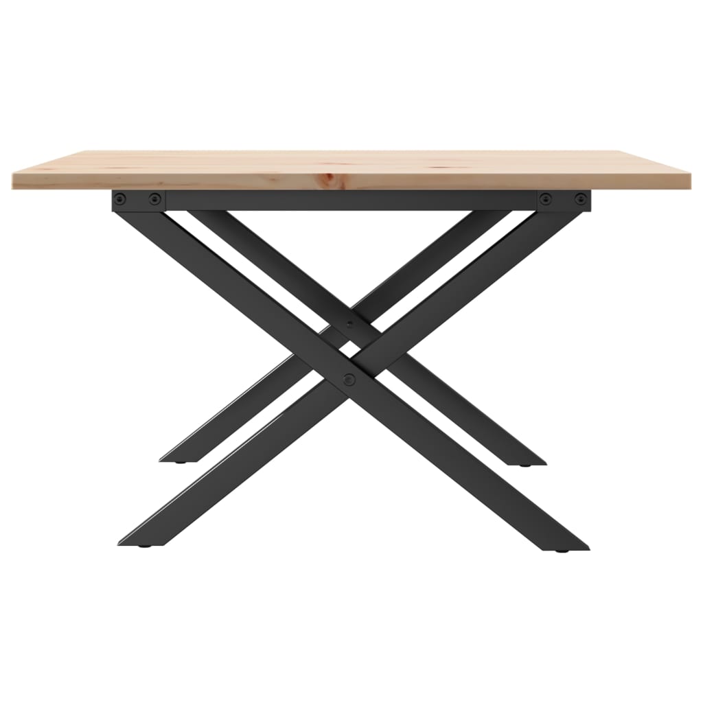 Coffee Table X-Frame 70x70x40 cm Solid Wood Pine and Steel