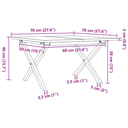 Coffee Table X-Frame 70x70x40 cm Solid Wood Pine and Steel