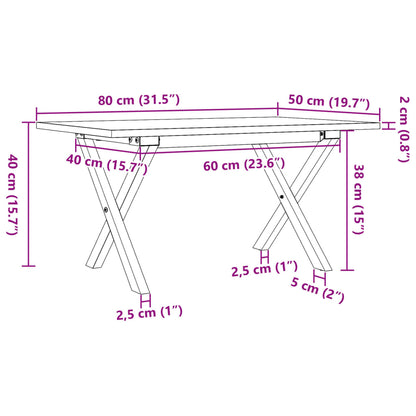 Coffee Table X-Frame 80x50x40 cm Solid Wood Pine and Steel