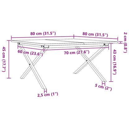 Coffee Table X-Frame 80x80x45 cm Solid Wood Pine and Steel