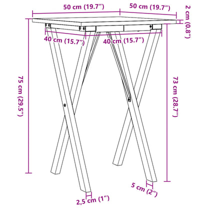 Dining Table X-Frame 50x50x75 cm Solid Wood Pine and Steel