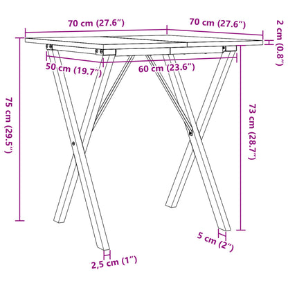 Dining Table X-Frame 70x70x75 cm Solid Wood Pine and Steel