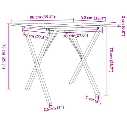 Dining Table X-Frame 90x90x75 cm Solid Wood Pine and Steel