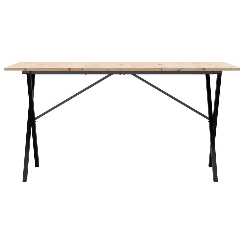 Dining Table X-Frame 140x80x75 cm Solid Wood Pine and Steel