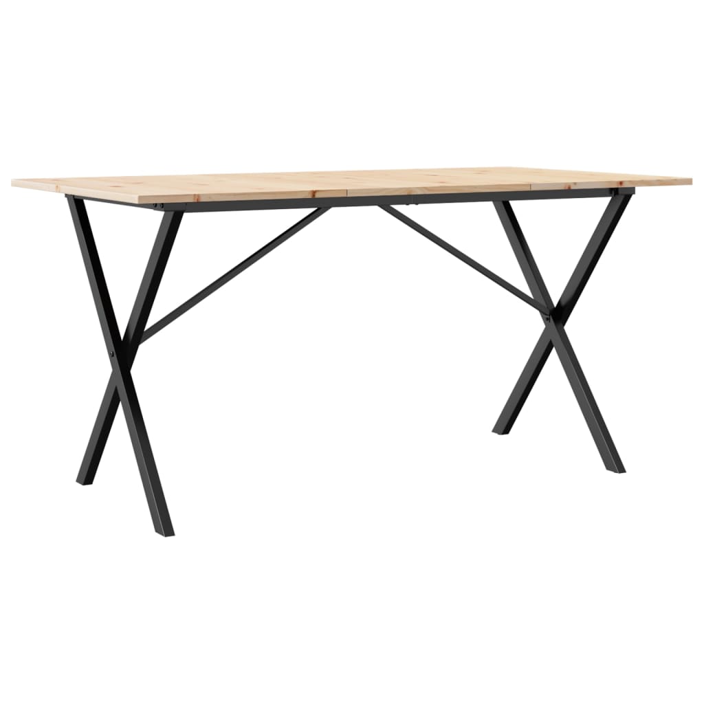 Dining Table X-Frame 160x80x75 cm Solid Wood Pine and Steel