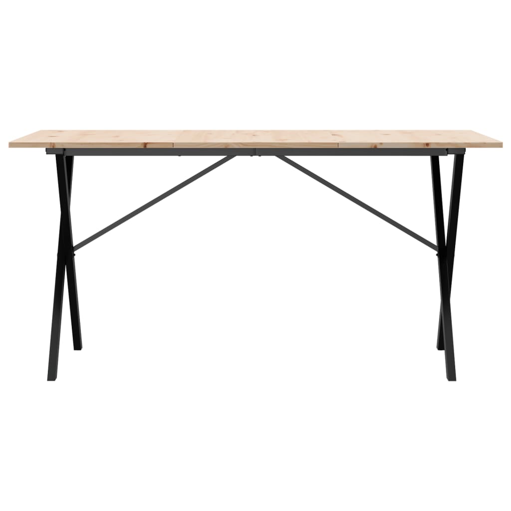 Dining Table X-Frame 160x80x75 cm Solid Wood Pine and Steel