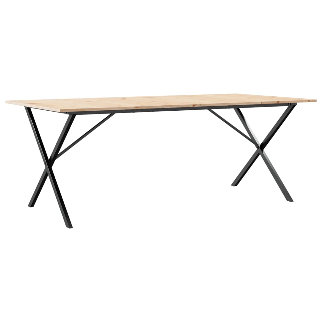 Dining Table X-Frame 200x100x75 cm Solid Wood Pine and Steel