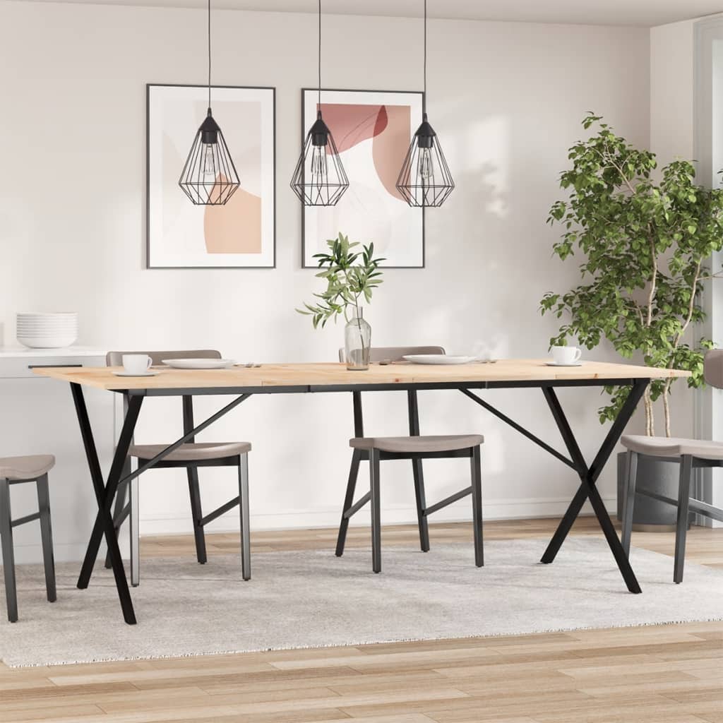 Dining Table X-Frame 200x100x75 cm Solid Wood Pine and Steel