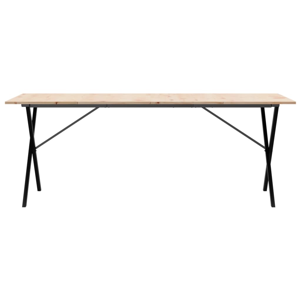 Dining Table X-Frame 200x100x75 cm Solid Wood Pine and Steel