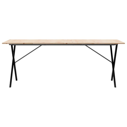 Dining Table X-Frame 200x100x75 cm Solid Wood Pine and Steel