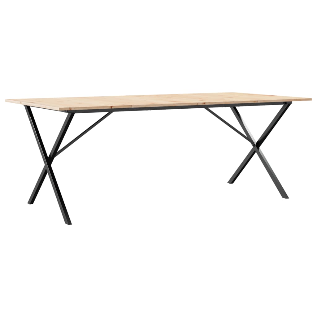 Dining Table X-Frame 200x100x75 cm Solid Wood Pine and Steel