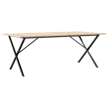 Dining Table X-Frame 200x100x75 cm Solid Wood Pine and Steel