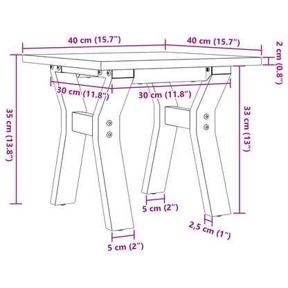 Coffee Table Y-Frame 40x40x35 cm Solid Wood Pine and Steel