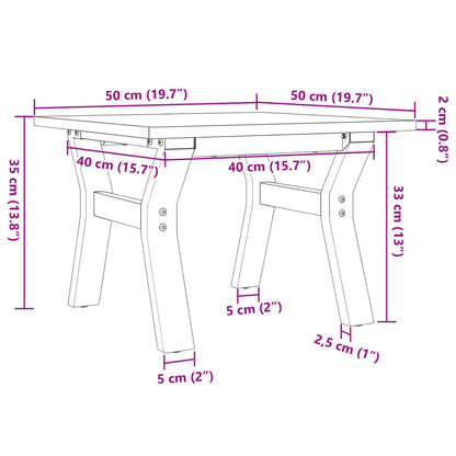 Coffee Table Y-Frame 50x50x35 cm Solid Wood Pine and Steel