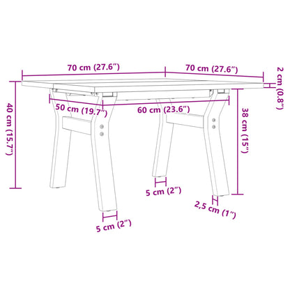 Coffee Table Y-Frame 70x70x40 cm Solid Wood Pine and Steel