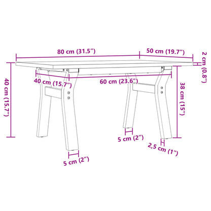 Coffee Table Y-Frame 80x50x40 cm Solid Wood Pine and Steel