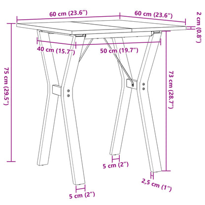 Dining Table Y-Frame 60x60x75 cm Solid Wood Pine and Steel