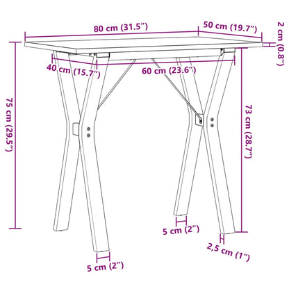 Dining Table Y-Frame 80x50x75 cm Solid Wood Pine and Steel