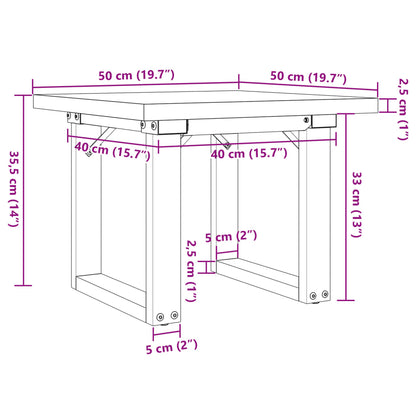 Coffee Table O-Frame 50x50x35.5 cm Solid Wood Pine and Steel