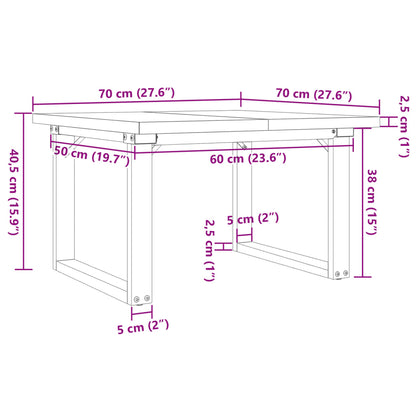 Coffee Table O-Frame 70x70x40.5 cm Solid Wood Pine and Steel