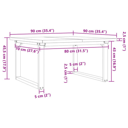 Coffee Table O-Frame 90x90x45.5 cm Solid Wood Pine and Steel