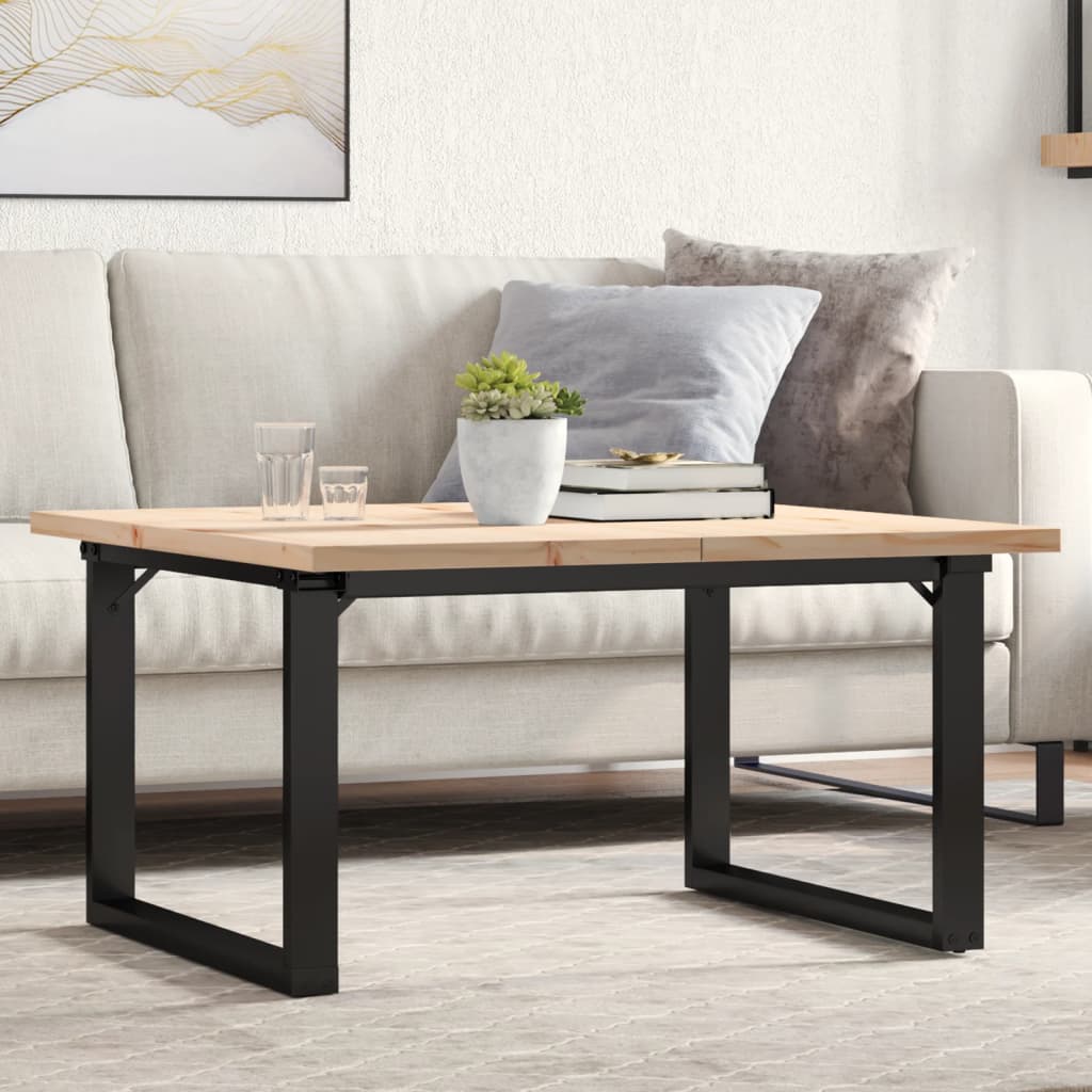 Coffee Table O-Frame 90x90x45.5 cm Solid Wood Pine and Steel