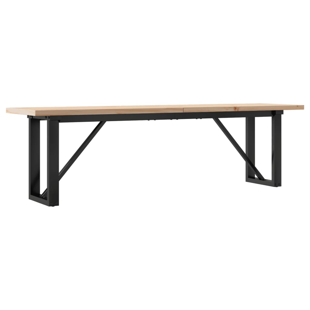 Coffee Table O-Frame 160x40x45.5 cm Solid Wood Pine and Steel