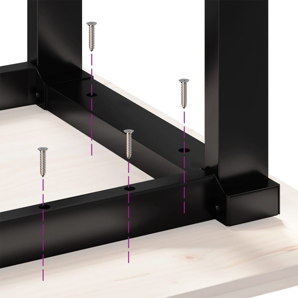 Coffee Table O-Frame 160x40x45.5 cm Solid Wood Pine and Steel