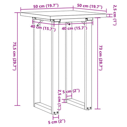 Dining Table O-Frame 50x50x75.5 cm Solid Wood Pine and Steel